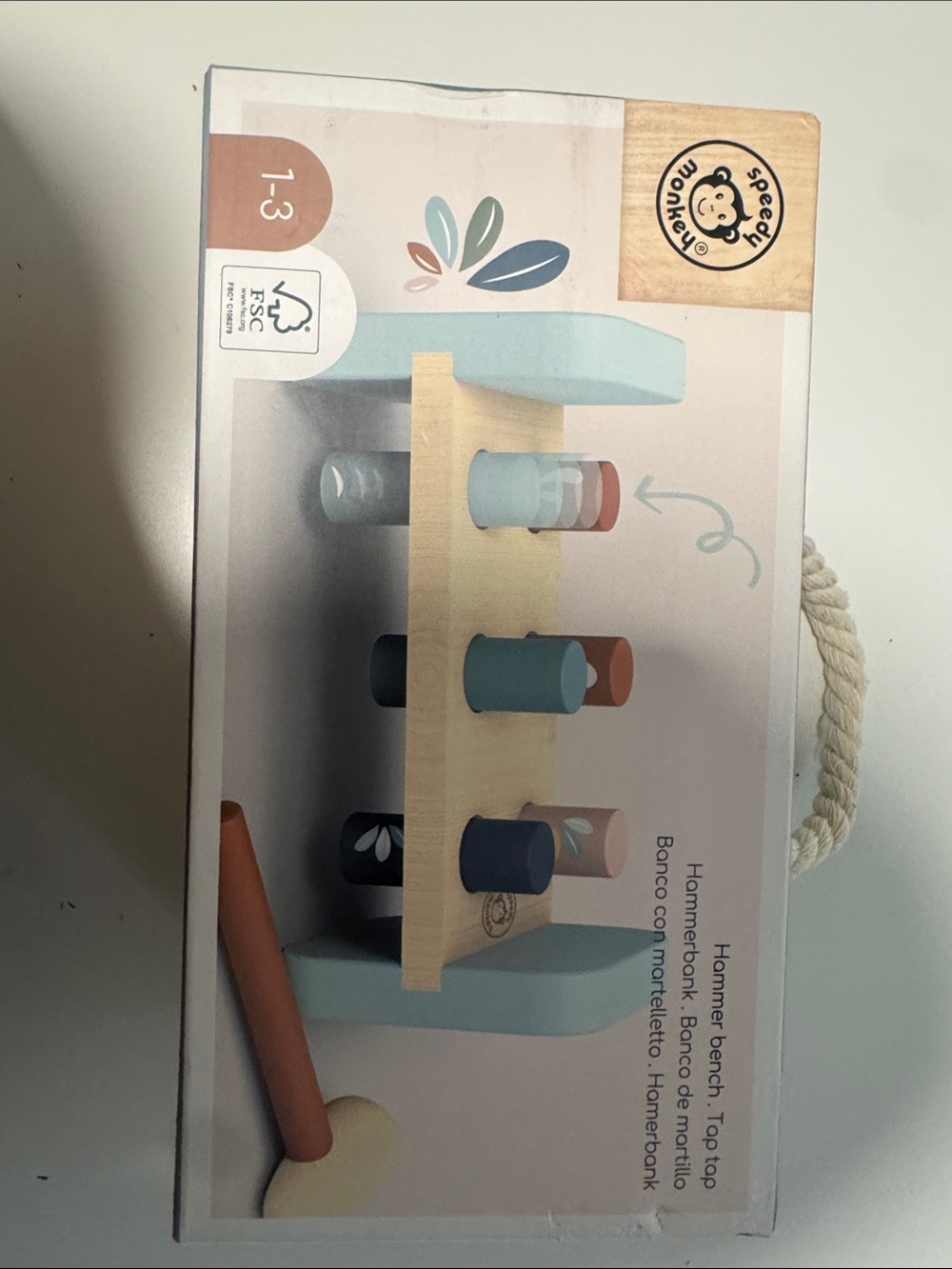 Wooden Hammer Bench Toy - Light Blue & Natural